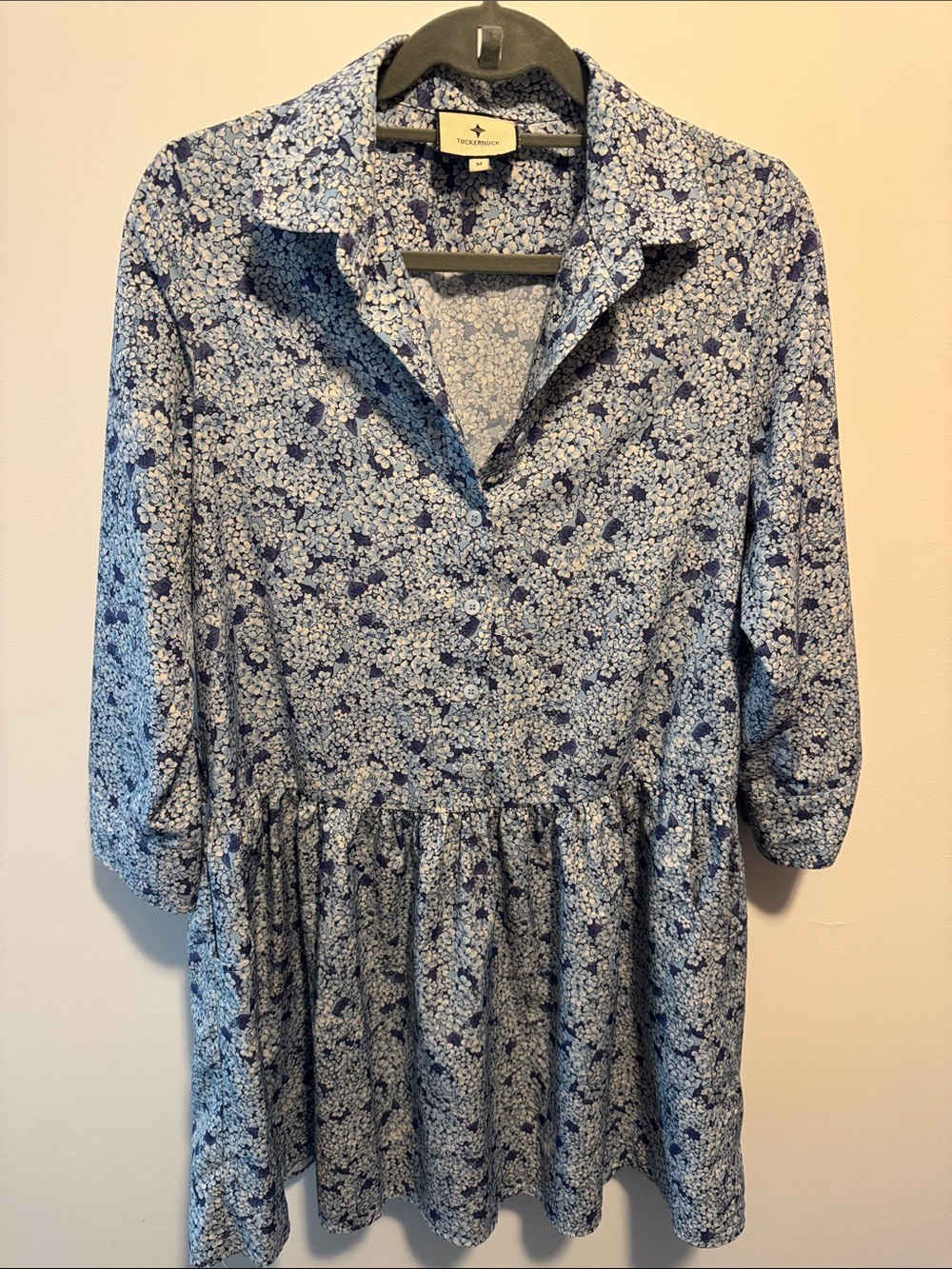 Tuckernuck Navy and White Floral Peplum Blouse